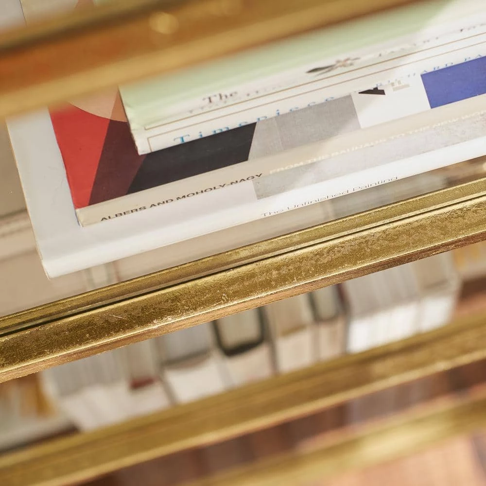 Home Decorators Collection 62.25 in. Gold Leaf Metal 4-shelf Accent Bookcase with Open Back 8 Home Decorators Collection 62.25 in. Gold Leaf Metal 4-shelf Accent Bookcase with Open Back - Image 6