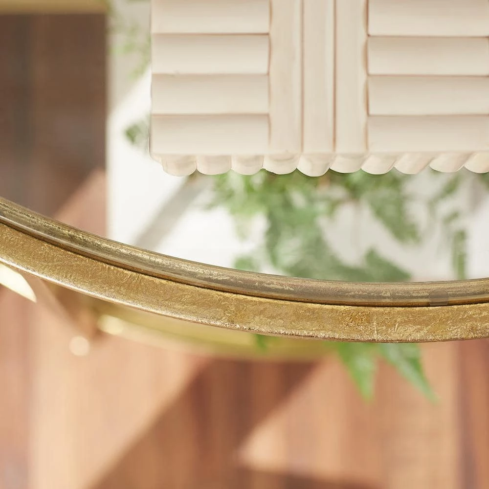 Home Decorators Collection Bella 32 in. Gold Leaf/Clear Standard Half Moon Glass Console Table with Storage 7 Home Decorators Collection Bella 32 in. Gold Leaf/Clear Standard Half Moon Glass Console Table with Storage - Image 5