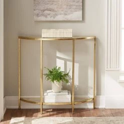 Home Decorators Collection Bella 32 in. Gold Leaf/Clear Standard Half Moon Glass Console Table with Storage 13 Home Decorators Collection Bella 32 in. Gold Leaf/Clear Standard Half Moon Glass Console Table with Storage -Home Decorators Soldes gold leaf home decorators collection console tables v183103xxa np 40 1000