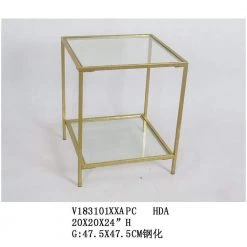 Home Decorators Collection Bella Square Gold Leaf Metal and Glass Accent Table (20 in. W x 24 in. H) -Home Decorators Soldes gold leaf home decorators collection end side tables v183101xxa w5p 31 1000