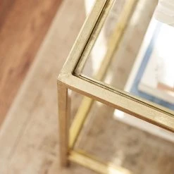 Home Decorators Collection Bella Square Gold Leaf Metal and Glass Accent Table (20 in. W x 24 in. H) -Home Decorators Soldes gold leaf home decorators collection end side tables v183101xxa w5p a0 1000