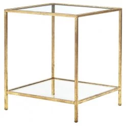 Home Decorators Collection Bella Square Gold Leaf Metal and Glass Accent Table (20 in. W x 24 in. H) -Home Decorators Soldes gold leaf home decorators collection end side tables v183101xxa w5p c3 1000