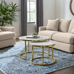 Home Decorators Collection Cheval 2-Piece 31 in. Gold/Marble Medium Round Marble Coffee Table Set -Home Decorators Soldes gold marble home decorators collection coffee tables dc18 56100 40 1000
