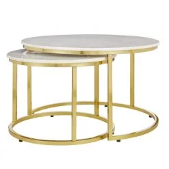 Home Decorators Collection Cheval 2-Piece 31 in. Gold/Marble Medium Round Marble Coffee Table Set -Home Decorators Soldes gold marble home decorators collection coffee tables dc18 56100 66 1000