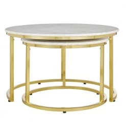 Home Decorators Collection Cheval 2-Piece 31 in. Gold/Marble Medium Round Marble Coffee Table Set -Home Decorators Soldes gold marble home decorators collection coffee tables dc18 56100 77 1000