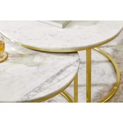 Home Decorators Collection Cheval 2-Piece 31 in. Gold/Marble Medium Round Marble Coffee Table Set -Home Decorators Soldes gold marble home decorators collection coffee tables dc18 56100 a0 1000