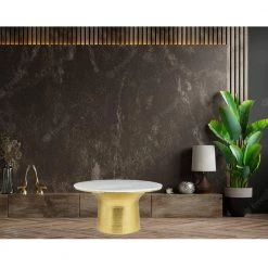 Home Decorators Collection Cupertine 31 in. Gold/Marble Medium Round Marble Coffee Table with Hammered Base -Home Decorators Soldes gold marble home decorators collection coffee tables dc18 65050 31 1000