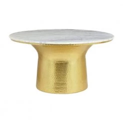 Home Decorators Collection Cupertine 31 in. Gold/Marble Medium Round Marble Coffee Table with Hammered Base -Home Decorators Soldes gold marble home decorators collection coffee tables dc18 65050 77 1000