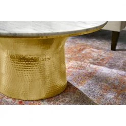 Home Decorators Collection Cupertine 31 in. Gold/Marble Medium Round Marble Coffee Table with Hammered Base -Home Decorators Soldes gold marble home decorators collection coffee tables dc18 65050 a0 1000