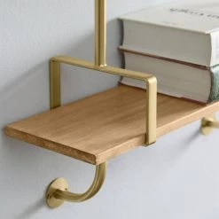 Home Decorators Collection Gold Metal and Natural Wood Wall Shelf (21 in. W x 34 in. H) -Home Decorators Soldes gold nature home decorators collection decorative shelving 99kg107k8n 40 1000