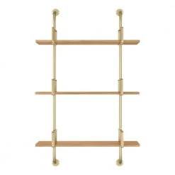 Home Decorators Collection Gold Metal and Natural Wood Wall Shelf (21 in. W x 34 in. H) -Home Decorators Soldes gold nature home decorators collection decorative shelving 99kg107k8n 4f 1000