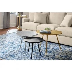 Home Decorators Collection Gold, Silver and Dark Bronze Finish Metal Coffee Tables (Set of 3) (25.5 in. W x 19.25 in. H) -Home Decorators Soldes gold silver dark bronze home decorators collection nesting tables dc19 2209 40 1000