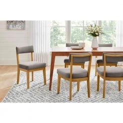 Home Decorators Collection Modern Gray Velvet Upholstered Dining Chairs with Sandy Oak Wood Accents (Set of 2)