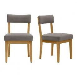Home Decorators Collection Modern Gray Velvet Upholstered Dining Chairs with Sandy Oak Wood Accents (Set of 2) -Home Decorators Soldes gray home decorators collection dining chairs kw 583360 77 1000