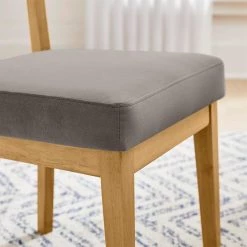 Home Decorators Collection Modern Gray Velvet Upholstered Dining Chairs with Sandy Oak Wood Accents (Set of 2) -Home Decorators Soldes gray home decorators collection dining chairs kw 583360 a0 1000