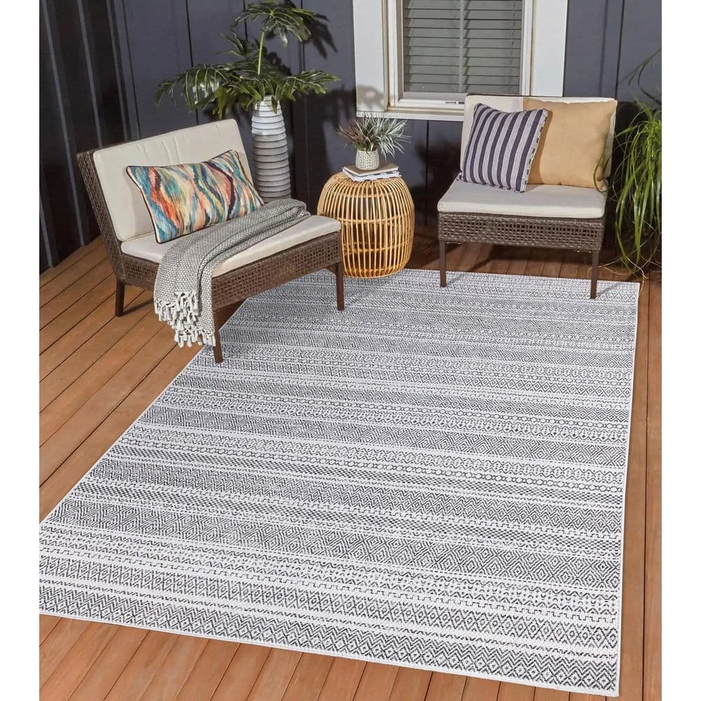 Home Decorators Collection Rhapsody Gray 8 ft. x 10 ft. Indoor/Outdoor Area Rug 10 Home Decorators Collection Rhapsody Gray 8 ft. x 10 ft. Indoor/Outdoor Area Rug - Image 8