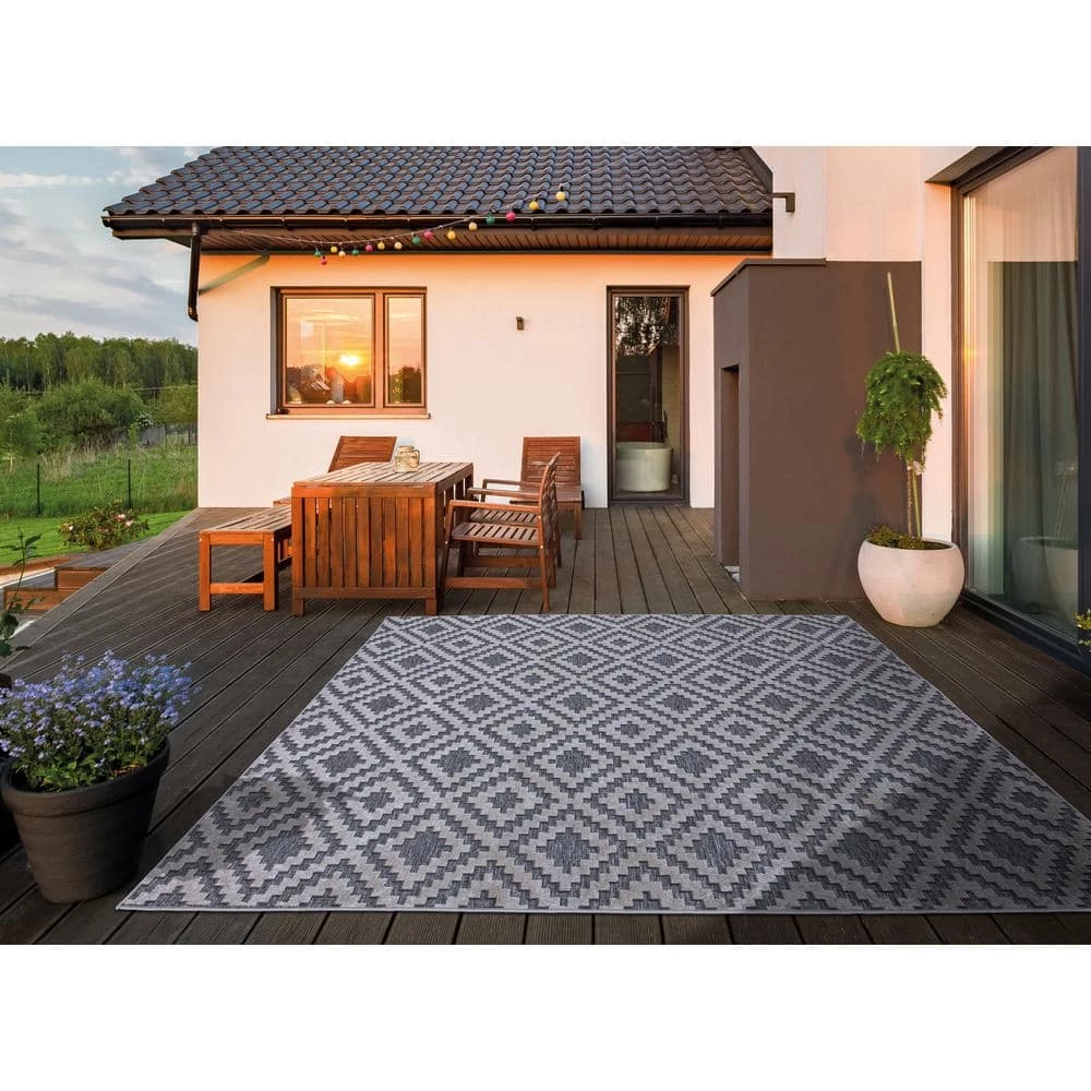 Home Decorators Collection Samba Square Gray 8 ft. x 10 ft. Indoor/Outdoor Area Rug 7 Home Decorators Collection Samba Square Gray 8 ft. x 10 ft. Indoor/Outdoor Area Rug - Image 5