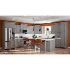 Home Decorators Collection Washington Veiled Gray Plywood Shaker Stock Assembled Base Kitchen Cabinet Soft Close 24 in. x 34.50 in. x 24 in. -Home Decorators Soldes gray thermofoil home decorators collection assembled kitchen cabinets b24 wvg 31 1000