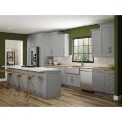 Home Decorators Collection Veiled Gray Plywood Shaker Stock Assembled Base Kitchen Cabinet Soft Close FH (27 in. x 34.5 in. x 24 in.) -Home Decorators Soldes gray thermofoil home decorators collection assembled kitchen cabinets b27fh wvg fa 1000