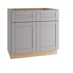 Home Decorators Collection Veiled Gray Plywood Shaker Stock Assembled Sink Base Kitchen Cabinet Soft Close (33 in. x 34.5 in. x 24 in.)