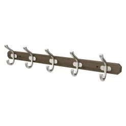 Home Decorators Collection 24 in. Graywash and Satin Nickel Hook Rack
