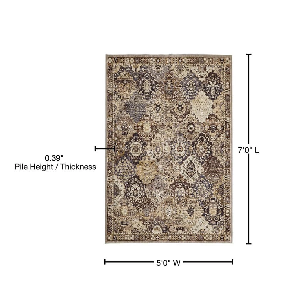 Home Decorators Collection Patchwork Gray 5 ft. x 7 ft. Medallion Area Rug 9 Home Decorators Collection Patchwork Gray 5 ft. x 7 ft. Medallion Area Rug - Image 7