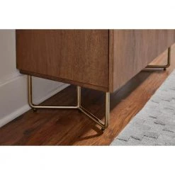 Home Decorators Collection Haze Oak Finish Wood Cabinet with Brass Finish Metal Base (33 in. W x 29.75 in. H) -Home Decorators Soldes haze brass home decorators collection media storage acb 2609 29 66 1000