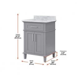 Home Decorators Collection Sonoma 24 in. W x 20 in. D x 34 in. H Bath Vanity in Pebble Gray with White Carrara Marble Top 17 Home Decorators Collection Sonoma 24 in. W x 20 in. D x 34 in. H Bath Vanity in Pebble Gray with White Carrara Marble Top -Home Decorators Soldes home decorators collection bathroom vanities with tops 9784800240 40 1000