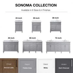 Home Decorators Collection Sonoma 24 in. W x 20 in. D x 34 in. H Bath Vanity in Pebble Gray with White Carrara Marble Top 26 Home Decorators Collection Sonoma 24 in. W x 20 in. D x 34 in. H Bath Vanity in Pebble Gray with White Carrara Marble Top -Home Decorators Soldes home decorators collection bathroom vanities with tops 9784800240 76 1000