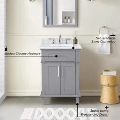 Home Decorators Collection Sonoma 24 in. W x 20 in. D x 34 in. H Bath Vanity in Pebble Gray with White Carrara Marble Top 18 Home Decorators Collection Sonoma 24 in. W x 20 in. D x 34 in. H Bath Vanity in Pebble Gray with White Carrara Marble Top -Home Decorators Soldes home decorators collection bathroom vanities with tops 9784800240 a0 1000