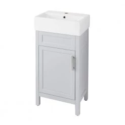 Home Decorators Collection Arvesen 18 in. W x 12 in. D Vanity in Dove Grey with Ceramic Vanity Top in White with White Sink -Home Decorators Soldes home decorators collection bathroom vanities with tops arvesen 18g 4f 1000