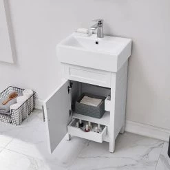Home Decorators Collection Arvesen 18 in. W x 12 in. D Vanity in White with Ceramic Vanity Top in White with White Sink -Home Decorators Soldes home decorators collection bathroom vanities with tops arvesen 18w 40 1000