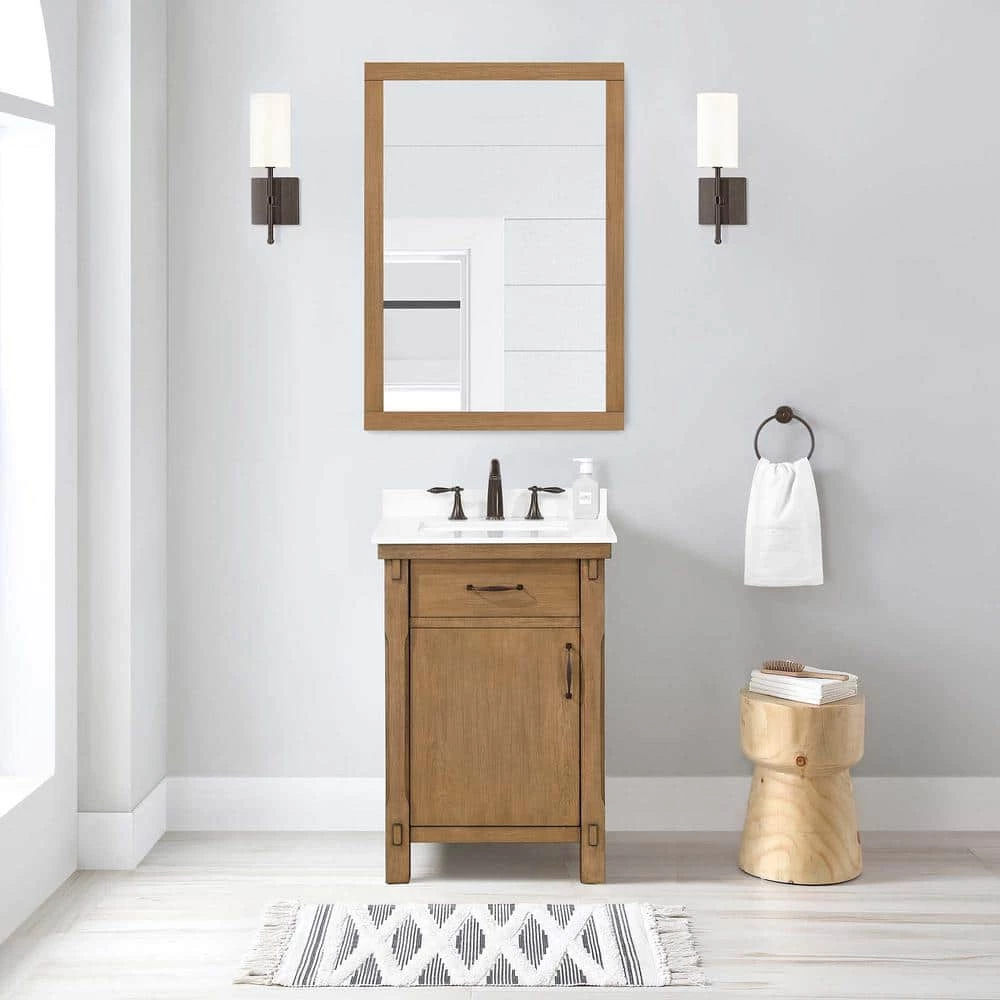 Home Decorators Collection Bellington 24 in. W x 22 in. D x 34.5 in. H Bath Vanity in Almond Toffee with White Engineered Stone Top 3 Home Decorators Collection Bellington 24 in. W x 22 in. D x 34.5 in. H Bath Vanity in Almond Toffee with White Engineered Stone Top