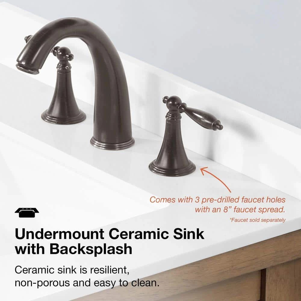 Home Decorators Collection Bellington 24 in. W x 22 in. D x 34.5 in. H Bath Vanity in Almond Toffee with White Engineered Stone Top 8 Home Decorators Collection Bellington 24 in. W x 22 in. D x 34.5 in. H Bath Vanity in Almond Toffee with White Engineered Stone Top - Image 6