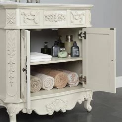 Home Decorators Collection Winslow 33 in. W x 22 in. D Bath Vanity in Antique White with Vanity Top in White Marble with White Basin -Home Decorators Soldes home decorators collection bathroom vanities with tops bf 27001 aw 4f 1000