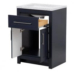 Home Decorators Collection Clady 24.5 in. W x 18.75 in. D Bath Vanity in Deep Blue with Cultured Marble Vanity Top in Silver Ash with White Sink -Home Decorators Soldes home decorators collection bathroom vanities with tops hd2024p2 db 77 1000