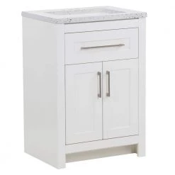 Home Decorators Collection Clady 24.5 in. W x 18.75 in. D Bath Vanity in White with Cultured Marble Vanity Top in Silver Ash with White Sink -Home Decorators Soldes home decorators collection bathroom vanities with tops hd2024p2 wh c3 1000
