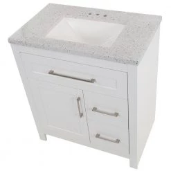 Home Decorators Collection Clady 30.5 in. W x 18.75 in. D Bath Vanity in White with Cultured Marble Vanity Top in Silver Ash with White Sink -Home Decorators Soldes home decorators collection bathroom vanities with tops hd2030p2 wh 1d 1000