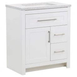 Home Decorators Collection Clady 30.5 in. W x 18.75 in. D Bath Vanity in White with Cultured Marble Vanity Top in Silver Ash with White Sink -Home Decorators Soldes home decorators collection bathroom vanities with tops hd2030p2 wh 4f 1000