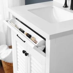 Home Decorators Collection Marksfield 24 in. W x 22 in. D Bath Vanity in White with Cultured Stone Vanity Top in White with White Basin -Home Decorators Soldes home decorators collection bathroom vanities with tops marksfield 24w fa 1000