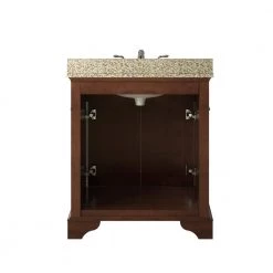 Home Decorators Collection Terryn 31 in. W x 35 in. H x 20 in. D Vanity in Cherry with Granite Vanity Top in Beige with White Basin -Home Decorators Soldes home decorators collection bathroom vanities with tops md v1218 66 1000