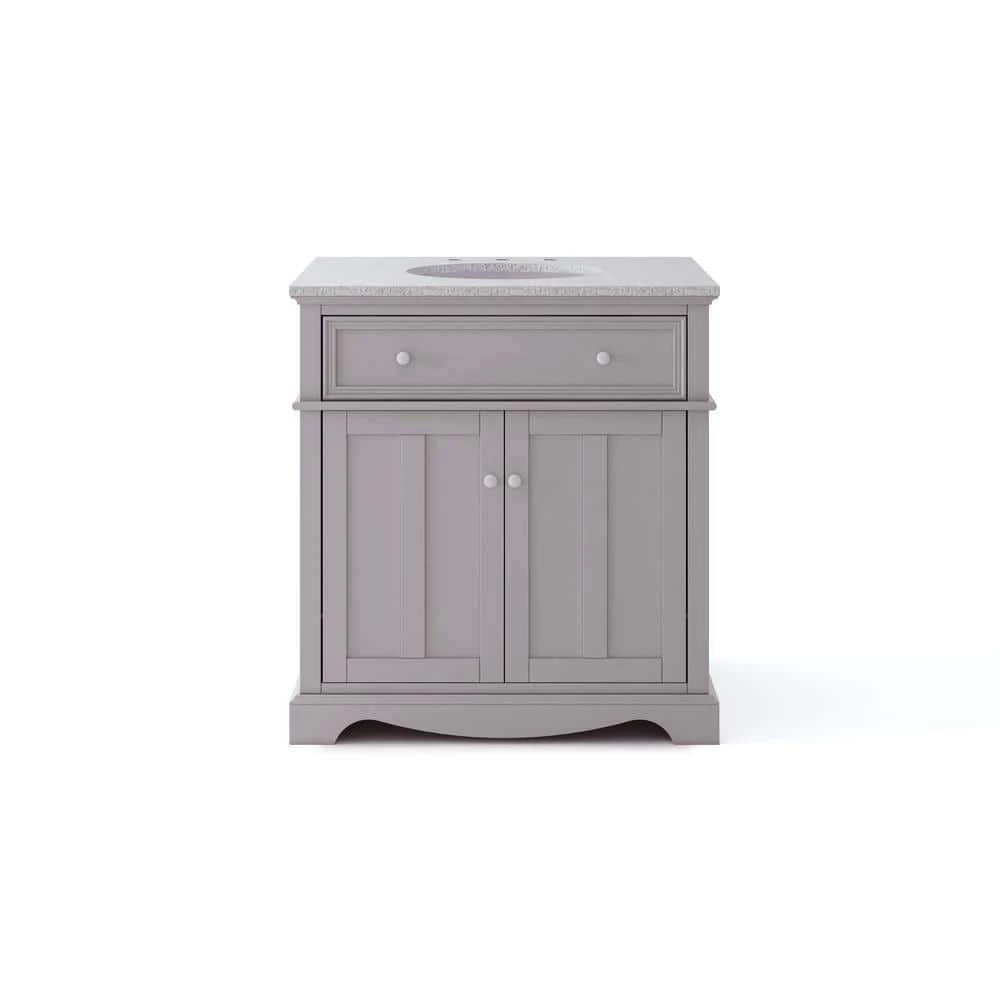 Home Decorators Collection Fremont 32 in. W x 22 in. D Vanity in Gray with Granite Vanity Top in Gray with White Sink 3 Home Decorators Collection Fremont 32 in. W x 22 in. D Vanity in Gray with Granite Vanity Top in Gray with White Sink