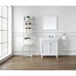 Home Decorators Collection Parkbridge 30 in. W x 15.10 in. D Vanity in White with Ceramic Vanity Top in White with White Sink