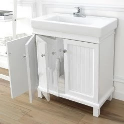 Home Decorators Collection Parkbridge 30 in. W x 15.10 in. D Vanity in White with Ceramic Vanity Top in White with White Sink -Home Decorators Soldes home decorators collection bathroom vanities with tops parkbridge 30 fa 1000