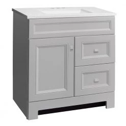 Home Decorators Collection Sedgewood 30-1/2 in. Configurable Bath Vanity in Dove Gray with Solid Surface Top in Arctic with White Sink -Home Decorators Soldes home decorators collection bathroom vanities with tops pplnkdvr30d 1f 1000