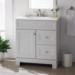 Home Decorators Collection Sedgewood 30-1/2 in. Configurable Bath Vanity in Dove Gray with Solid Surface Top in Arctic with White Sink