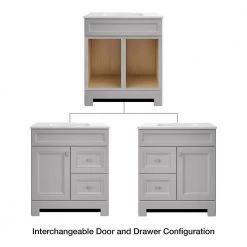 Home Decorators Collection Sedgewood 30-1/2 in. Configurable Bath Vanity in Dove Gray with Solid Surface Top in Arctic with White Sink -Home Decorators Soldes home decorators collection bathroom vanities with tops pplnkdvr30d d4 1000