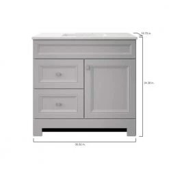 Home Decorators Collection Sedgewood 36-1/2 in. Configurable Bath Vanity in Dove Gray with Solid Surface Top in Arctic with White Sink -Home Decorators Soldes home decorators collection bathroom vanities with tops pplnkdvr36d 40 1000