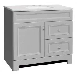 Home Decorators Collection Sedgewood 36-1/2 in. Configurable Bath Vanity in Dove Gray with Solid Surface Top in Arctic with White Sink -Home Decorators Soldes home decorators collection bathroom vanities with tops pplnkdvr36d 44 1000