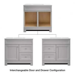 Home Decorators Collection Sedgewood 36-1/2 in. Configurable Bath Vanity in Dove Gray with Solid Surface Top in Arctic with White Sink -Home Decorators Soldes home decorators collection bathroom vanities with tops pplnkdvr36d d4 1000